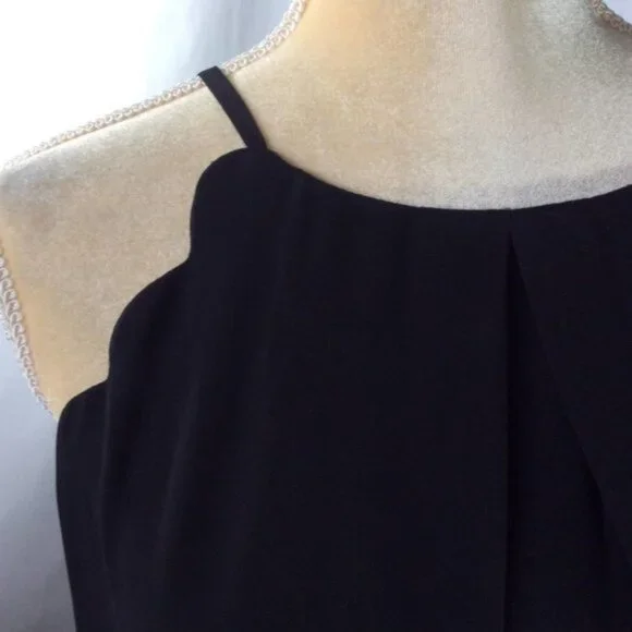 I.N. San Francisco Black Mini Dress Size Large Sleeveless Scalloped - Picture 3 of 7